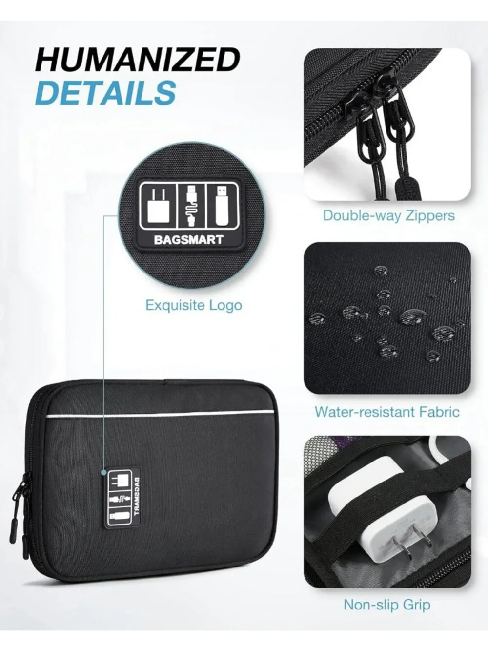Large Electronic Organizer Travel Case for Tech Accessories, Cord Storage & More